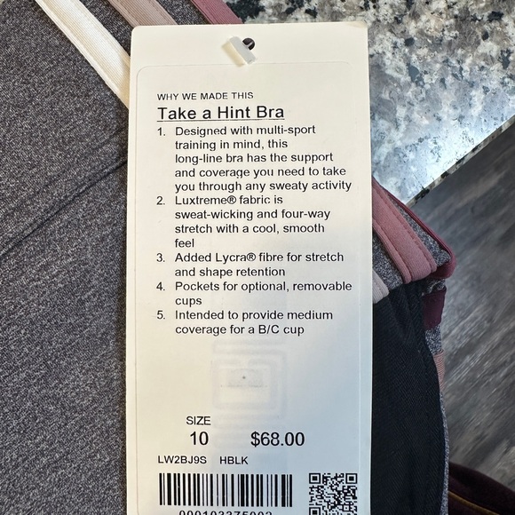 Lululemon Take A Hint Bra B/C Cup Heathered Black sz10 #0056 - Picture 4 of 4